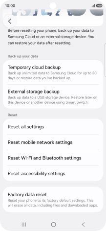 Press Factory data reset. Press Factory data reset.