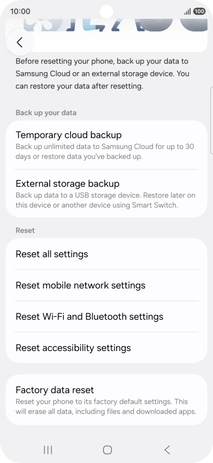 Press Factory data reset. Press Factory data reset.