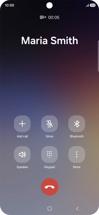 Press the end call icon. Press the end call icon.