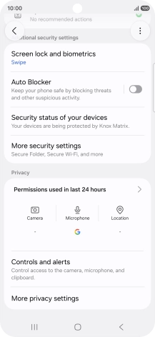 Press More security settings. Press More security settings.