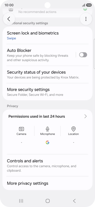 Press More security settings. Press More security settings.