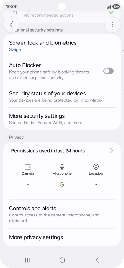 Press More security settings. Press More security settings.