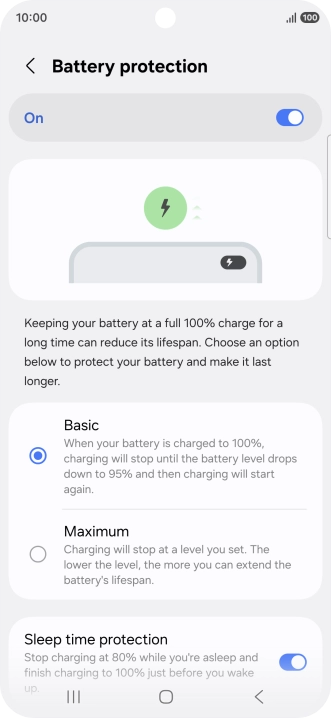 Press the required setting. Press the required setting.