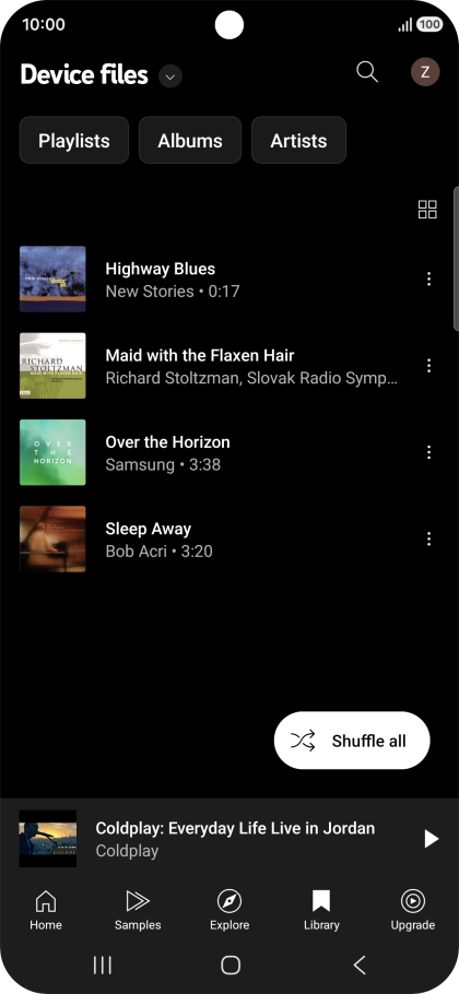Press the required audio file. Press the required audio file.
