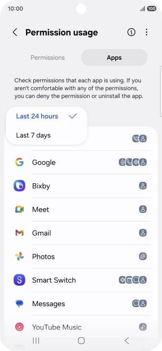 Press the required setting. Press the required setting.