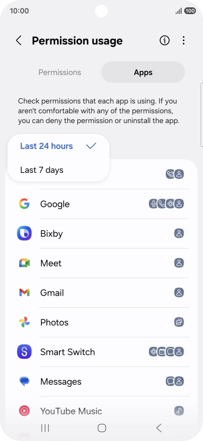 Press the required setting. Press the required setting.