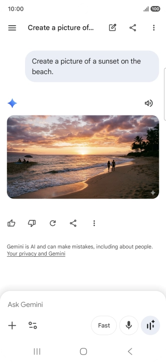 You can also ask Gemini to generate a picture based on your description. You can also ask Gemini to generate a picture based on your description.