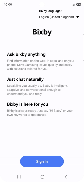 Press Sign in and follow the instructions on the screen to log on to your Samsung account. Press Sign in and follow the instructions on the screen to log on to your Samsung account.