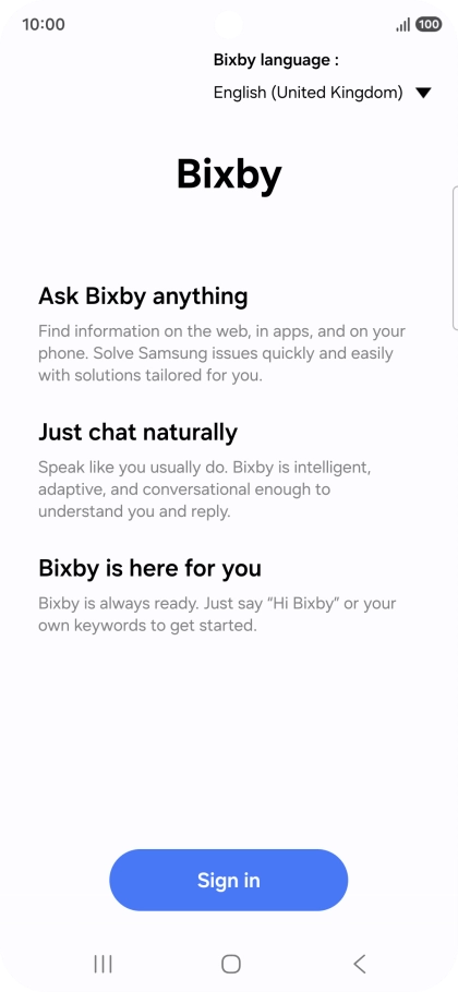 Press Sign in and follow the instructions on the screen to log on to your Samsung account. Press Sign in and follow the instructions on the screen to log on to your Samsung account.