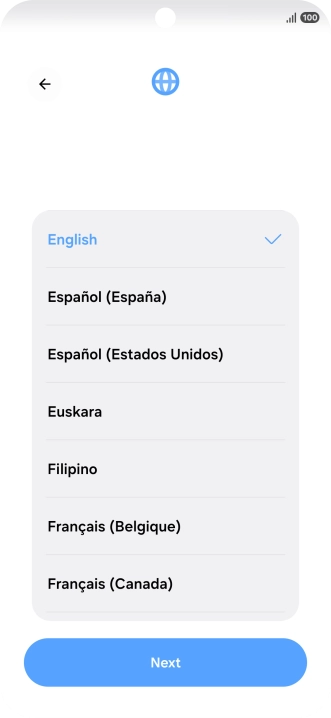 Press the required language. Press the required language.