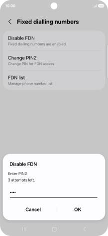 Key in your PIN2 and press OK. The default PIN2 is 1111.