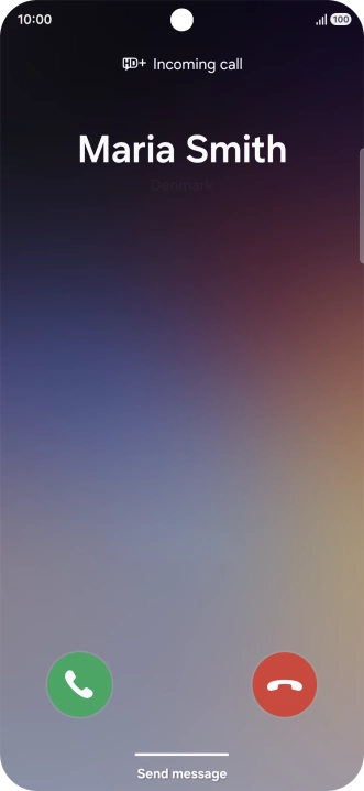 Press and drag the accept call icon right. Press and drag the accept call icon right.