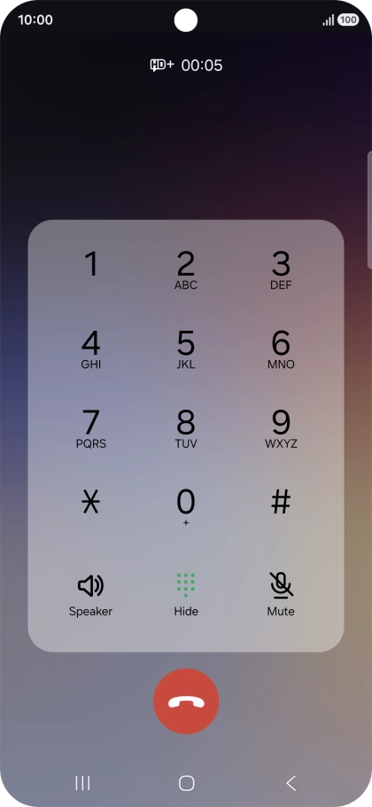 Press the end call icon.