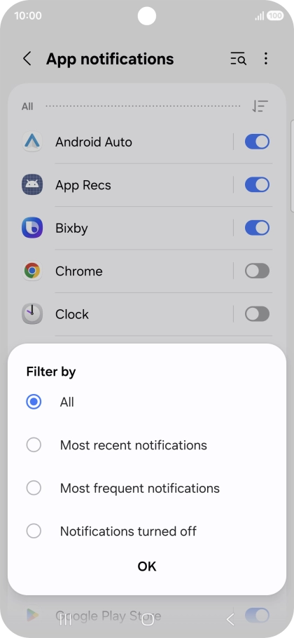 Press the required setting. Press the required setting.