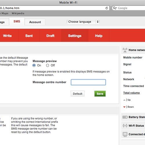 Highlight the field next to Message centre number and key in +61415011501