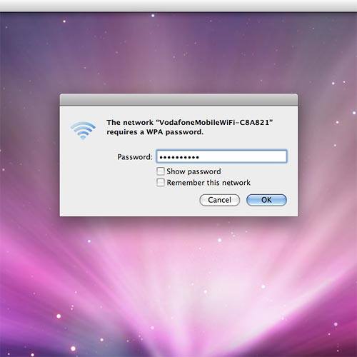 Key in the password for your Wi-Fi hotspot and click OK.A connection to the internet is established.