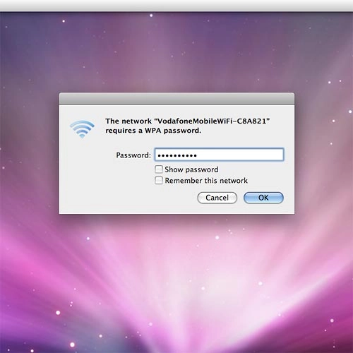 Key in the password for your Wi-Fi hotspot and click OK.A connection to the internet is established.