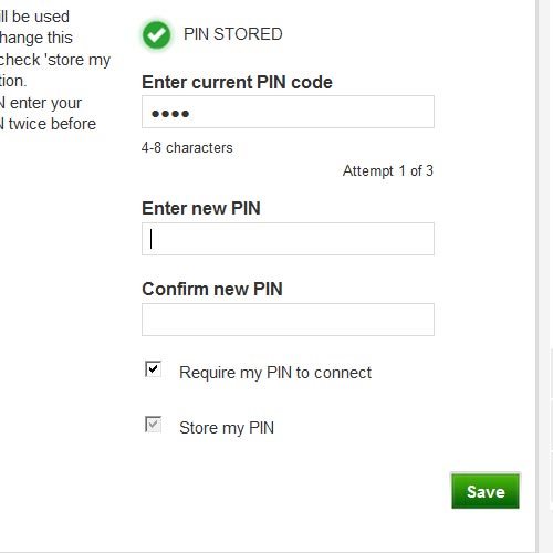 Highlight the field below Enter new PIN and key in your new PIN.