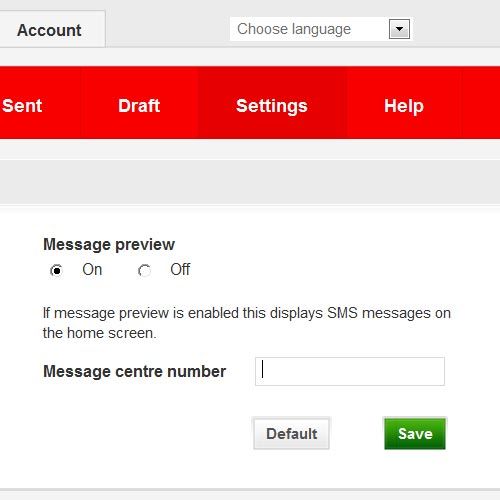 Highlight the field next to Message centre number and key in +61415011501