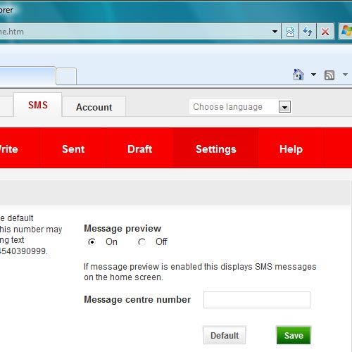 Highlight the field next to Message centre number and key in +61415011501