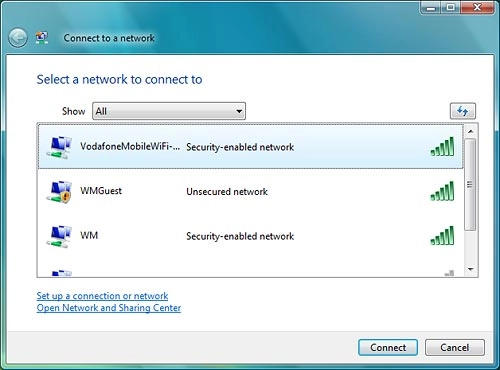 Highlight the name of your Wi-Fi hotspot and click Connect.