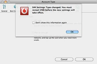 Click OK.The USB modem application is restarted.