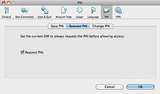 When the box is ticked (V), use of PIN is turned on.