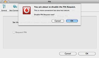 If you have turned off use of PIN:Click OK to confirm.