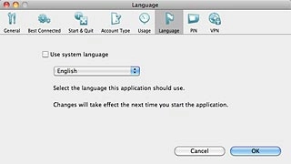 Click the drop down list below Use system language.