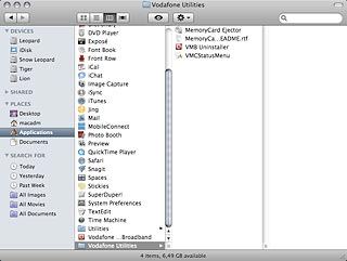 Double-click Vodafone Utilities.