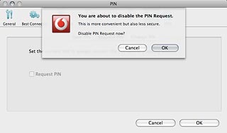 If you have turned off use of PIN:Click OK to confirm.