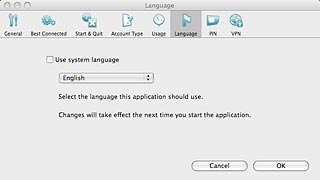 Click the drop down list below Use system language.