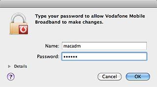 Key in your username and password for the computer and click OK.Wait while your USB modem is installed.
