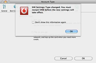 Click OK.The USB modem application is restarted.