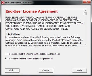Highlight I accept the terms in the License Agreement and click Finish.