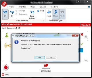 Click Yes to confirm.The USB modem application is restarted.