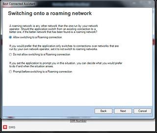 Highlight one of the following options:Allow switching to a Roaming connection