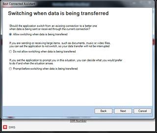 Highlight one of the following options:Allow switching when data is being transferred