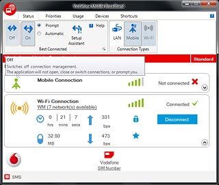 To turn automatic connection on or off:Click Off or On.