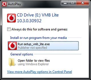 The installation starts automatically.Click Run setup_vmb_lite.exe.