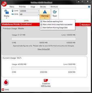 Click the box next to Warn when limit is reached or exceeded to turn the setting on or off.