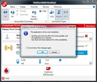 Click OK to confirm.Remove your USB modem from your computer.
