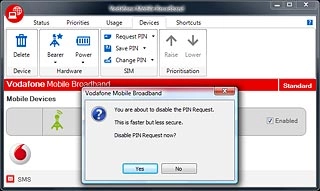 If you turn use of PIN off:Click Yes.