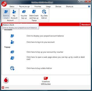 Click Balance check.Your balance is displayed.