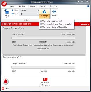 Click the box next to Warn before reaching limit to turn the setting on or off.