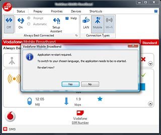 Click Yes to confirm.The USB modem application is restarted.
