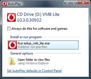The installation starts automatically.Click Run setup_vmb_lite.exe.