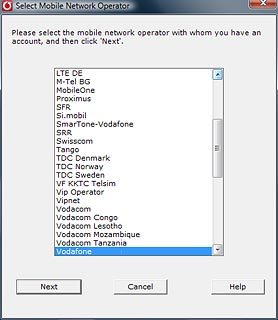 Highlight your operator on the list and click Next.