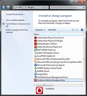 Highlight Vodafone Mobile Broadband Lite.
