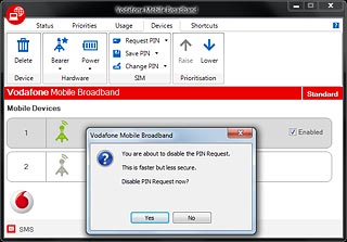 If you turn use of PIN off:Click Yes.